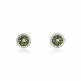 White Gold Emerald and Diamond Earrings White Gold Emerald and Diamond Earrings